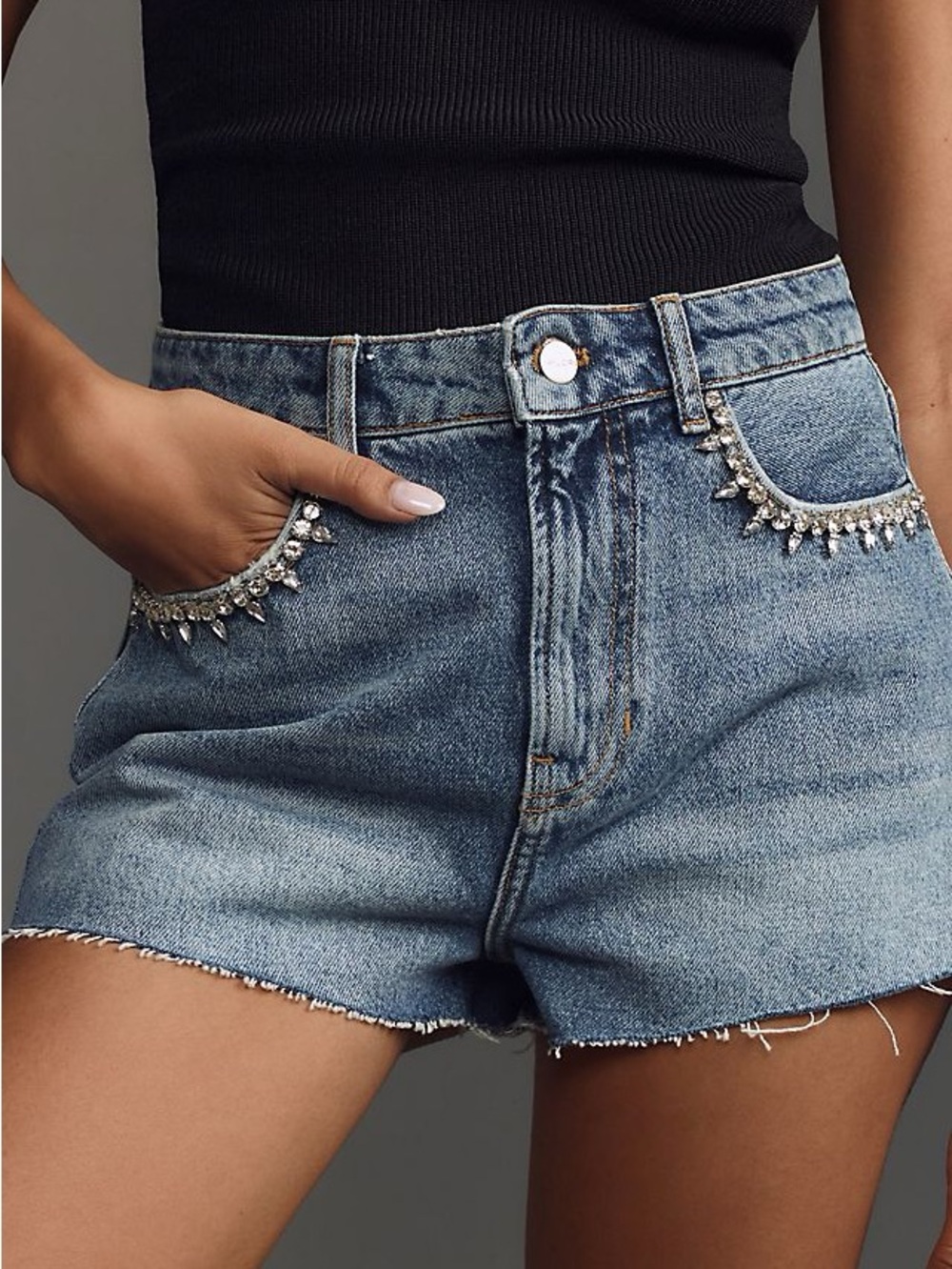 NWT Anthropologie Pilcro Lover Embellished Denim Shorts. Size 31